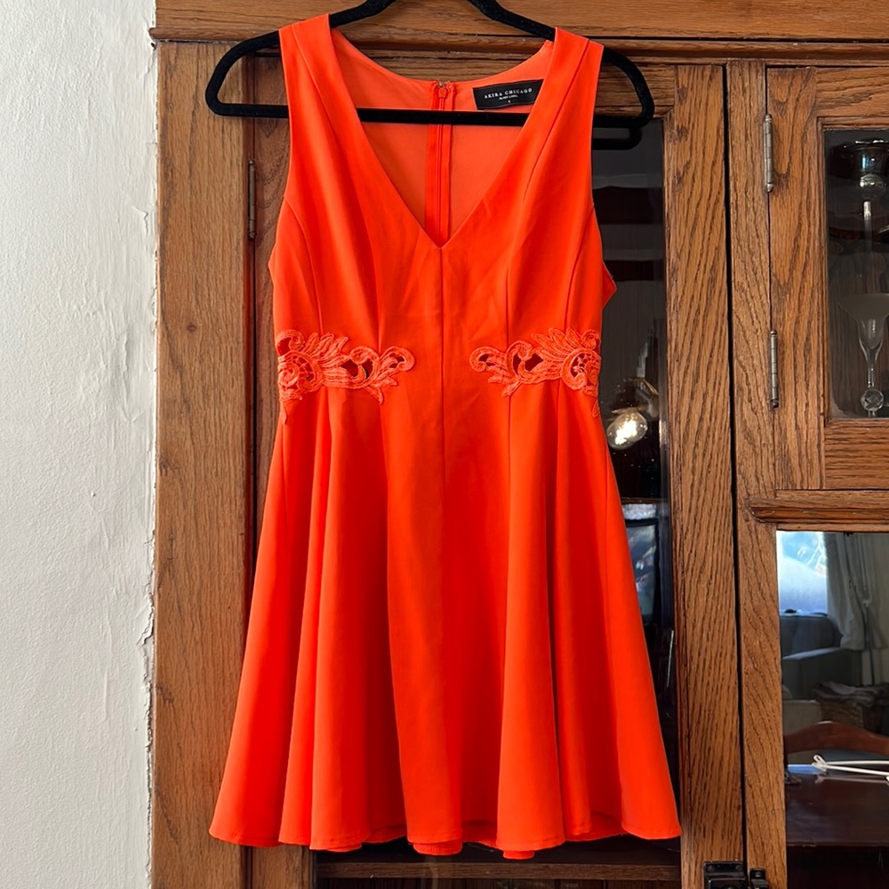 Akira Black Label Orange Cutout dress size small